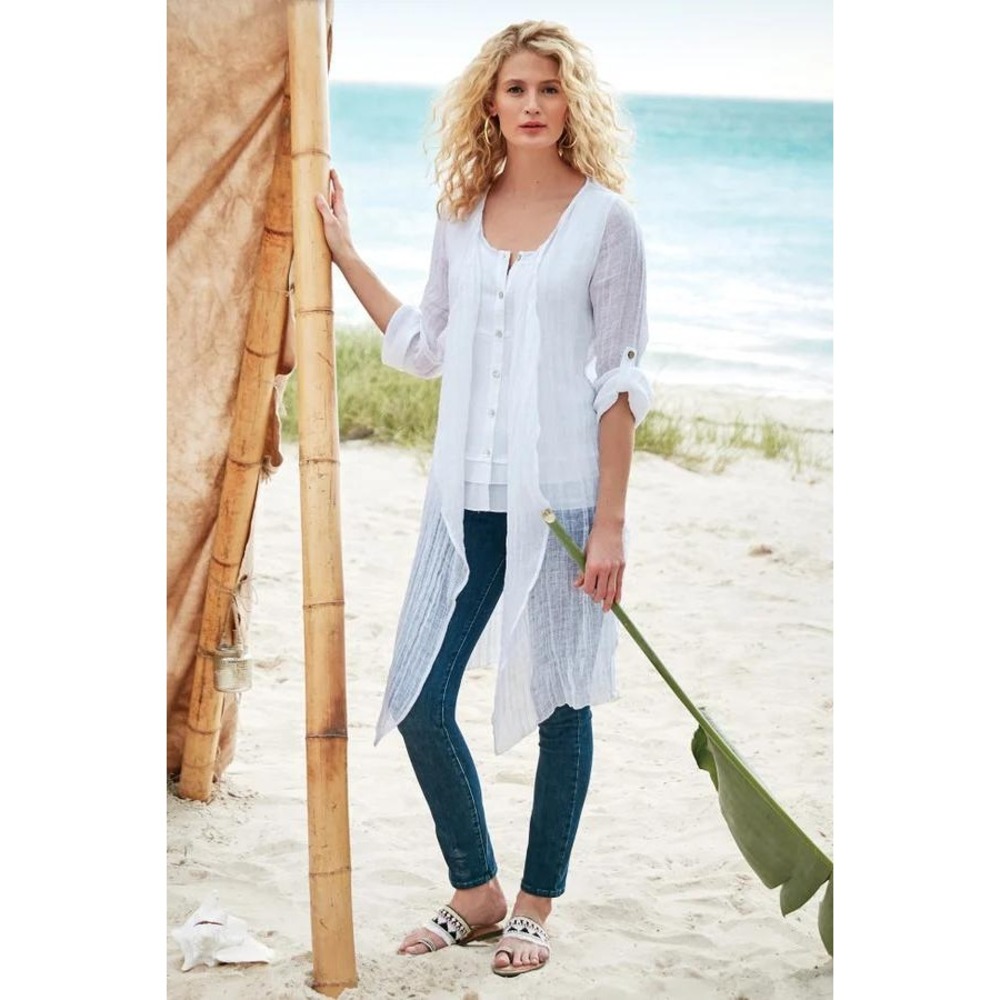 NWT Soft Surroundings River Seine Topper Cardigan White L